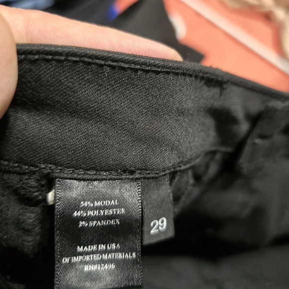 Parker Smith High Low Hem Black Modal Stretch Straight-Leg Trouser Jeans, Sz 29. - Picture 10 of 10